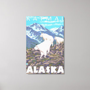 Toile Scène de chèvres de montagne - Katmai, Alaska