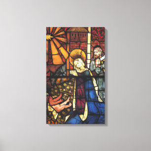 Toile Scène de la Nativité de Noël vintage en verre tein