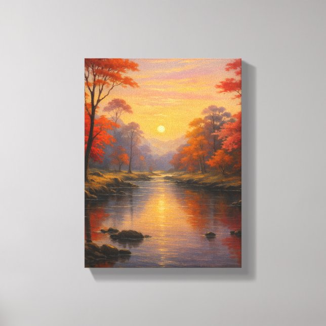 Toile Scène de la rivière Sunset d'automne (Recto)