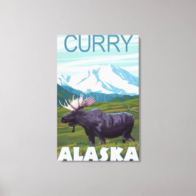 Toile Scène de l'orignal - Curry, Alaska (Recto)