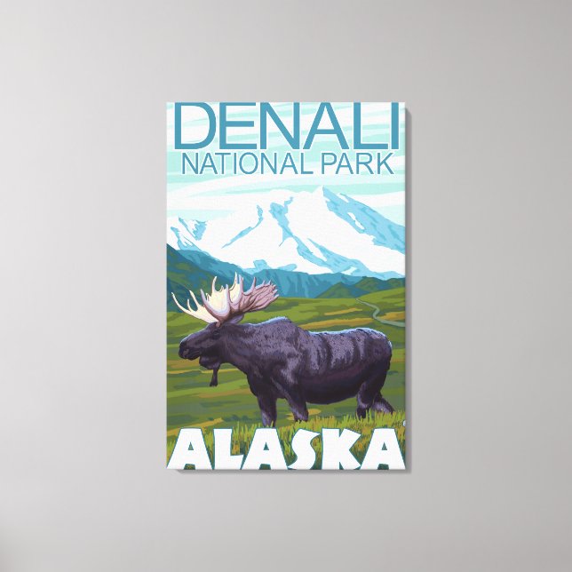 Toile Scène de l'orignal - Parc national Denali, Alaska (Recto)