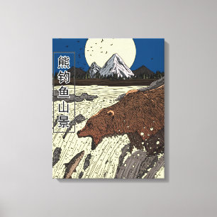 Toile Scène de montagne de pêche à l'ours
