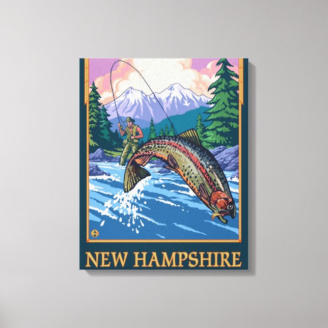 Toile Scène de pêcheurs du New HampshireAngler (Recto)