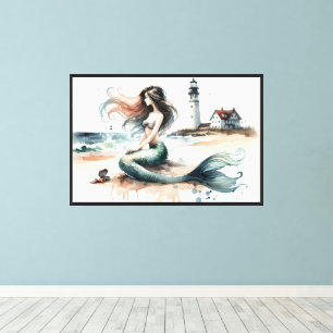 Toile Scène de peinture à l'aquarelle du phare de la sir