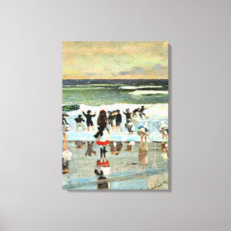 Toile Scène de plage, peinture vintage d'art