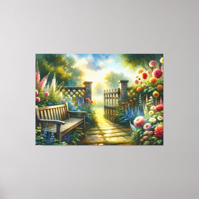 Toile Scène de porte de jardin ensoleillé (Recto)