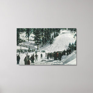 Toile Scène de sports d'hiver à la montagne de