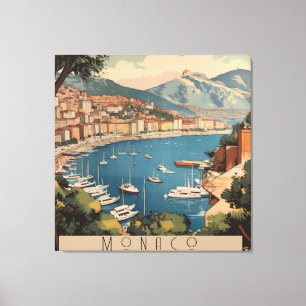 Toile Scène de voyage vintage à Monaco avec texte person