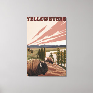 Toile Scène de YellowstoneBison