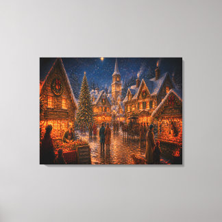 Toile Scène des jours de Noël à l'ancienne d'autrefois