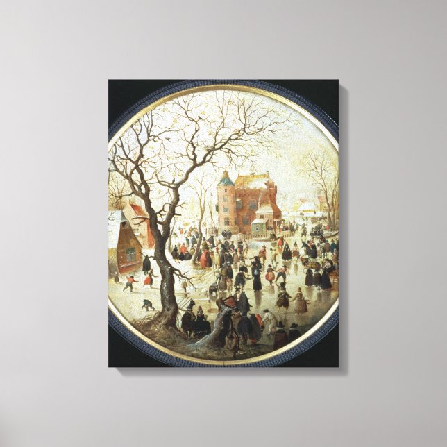 Toile Scène d'hiver avec Skaters près d'un Château (Recto)