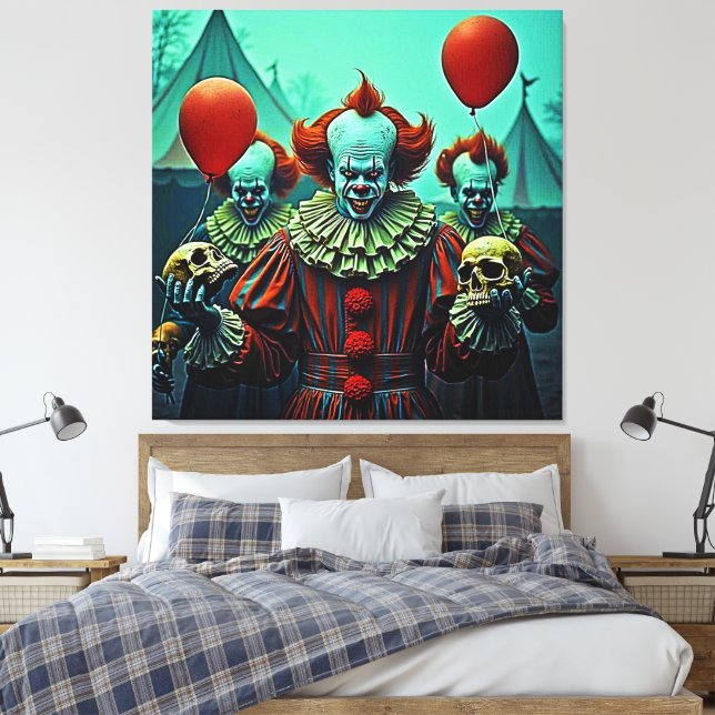 Toile Scène d'horreur de clown déplaisant (Insitu(Chambre))