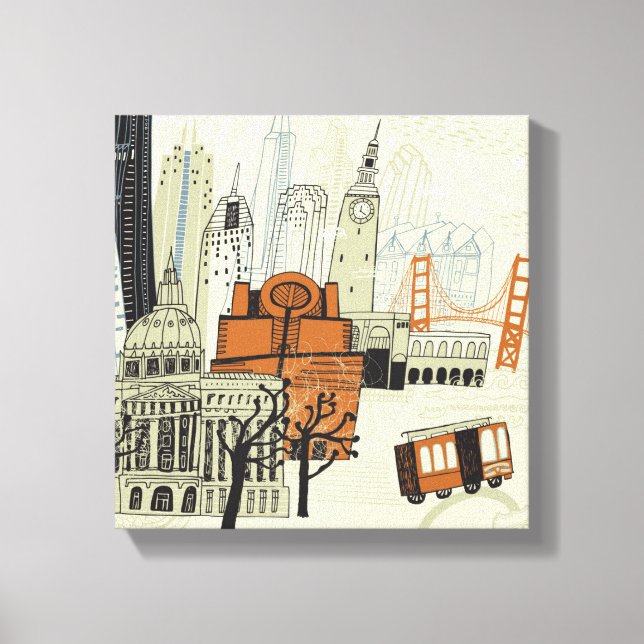 Toile Scène Doodle San Francisco (Recto)