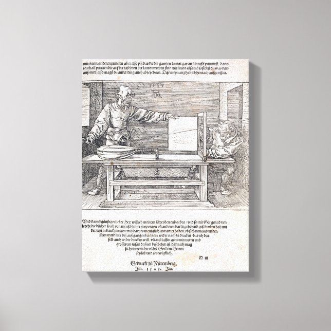 Toile Scène du "Cours d'art du dessin" de Durer, (Recto)