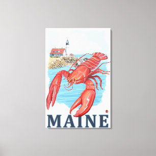 Toile Scène du homard et du phare de Portland