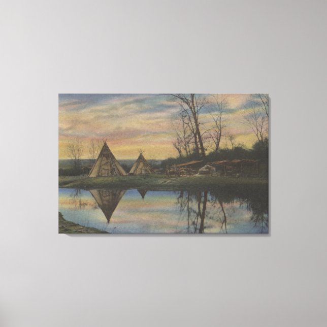 Toile Scène du lever du soleil sur un Indien du Nord-Oue (Recto)