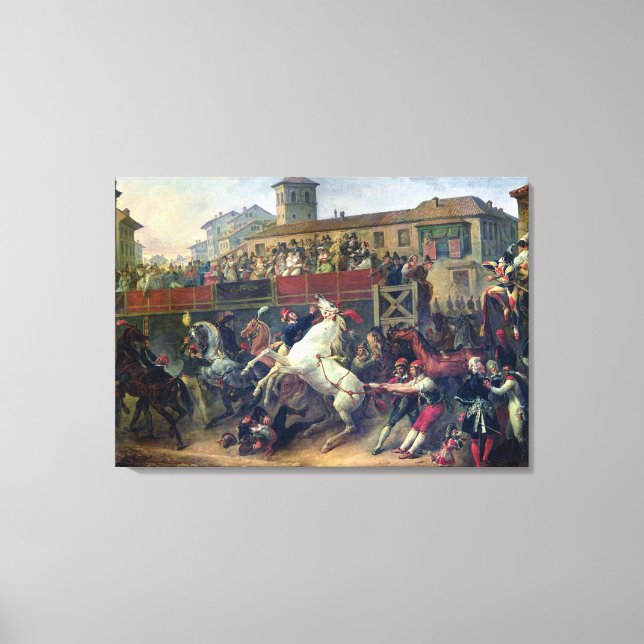 Toile Scène d'une course à cheval non montée à Rome (Recto)