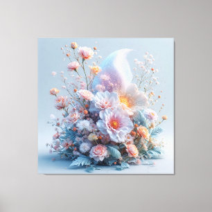 Toile Scène florale magique avec des roses lumineuses