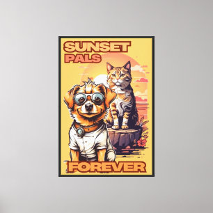 Toile Scène graphique Vivid Sunset Pals