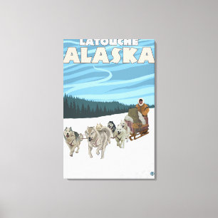 Toile Scène Sledding de chien - Latouche, Alaska