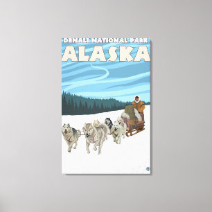 Toile Scène Sledding de chien - parc national de Denali