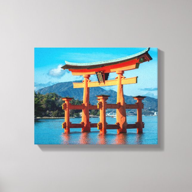 Toile Scenic landscape with Japanese Torii Gate (Recto)