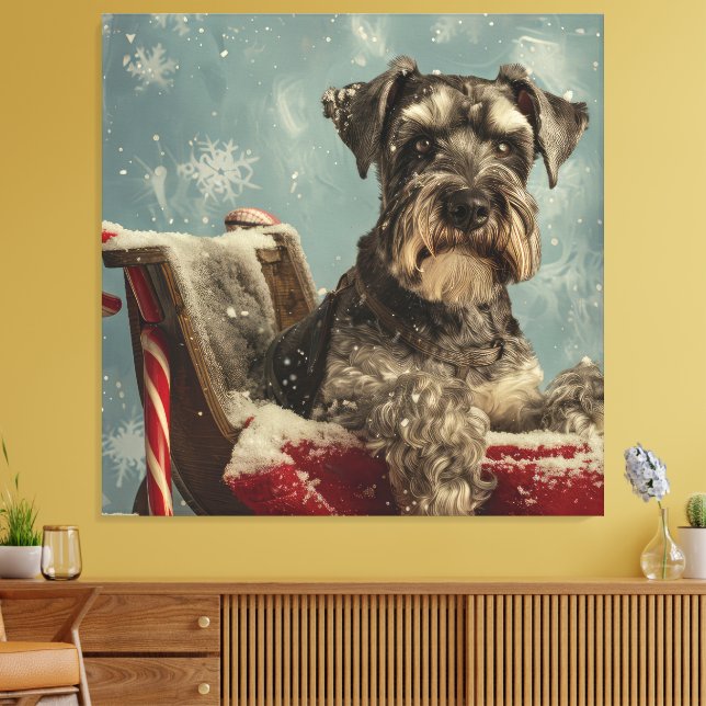 Toile Schnauzer Chien Festif de Noël (Insitu(Salon))