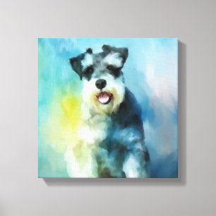Toile Schnauzer Miniature Dog Eau Couleur Art Peinture