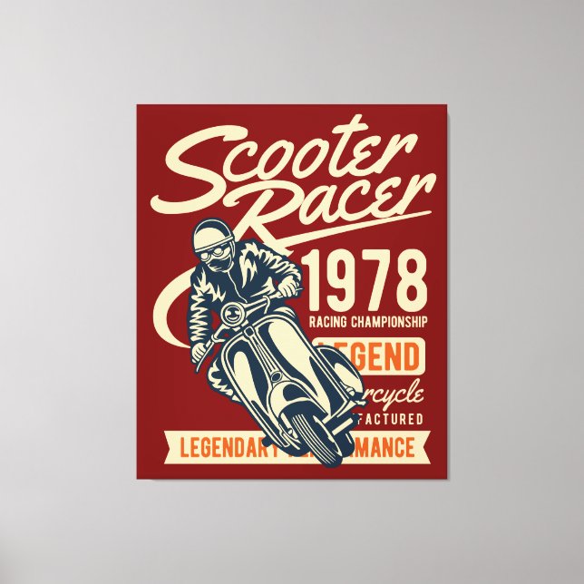 Toile Scooter Racer Style Vintage Retro (Recto)