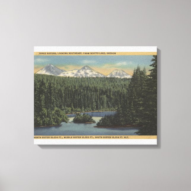 Toile Scotts Lake, Oregon - Vue de trois soeurs (Recto)