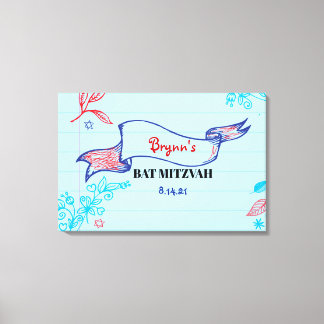 Toile SCRIBBLES sur la carte d'accès Bat mitzvah NOTEPAP