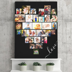 Toile Script d'amour Collage photo 29 en forme de cœur e