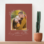 Toile Script élégant | Mieux ensemble Family Photo Arch<br><div class="desc">Lecture de script moderne TOUJOURS MIEUX ENSEMBLE sous votre photo de famille dans une élégante arche encadrée entourée de branches d'épinette. Tons orangés brûlés chauds en toile de fond.</div>