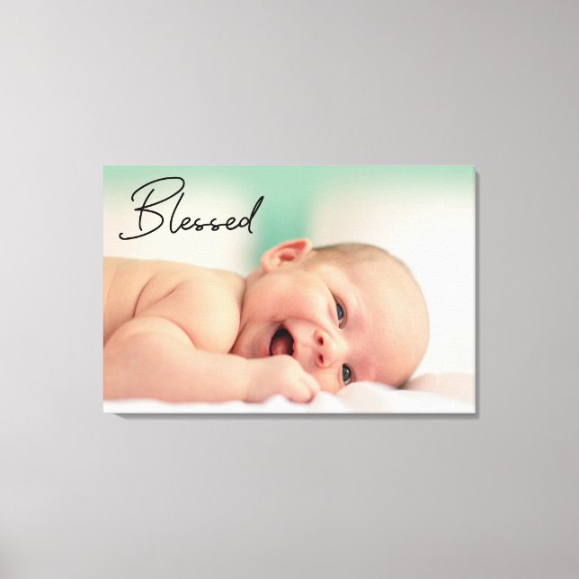 Toile Script moderne bienheureux photo bébé (Recto)