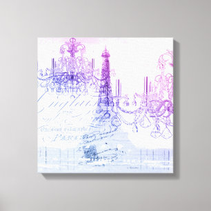 Toile scripts chandelier violet tour eiffel paris