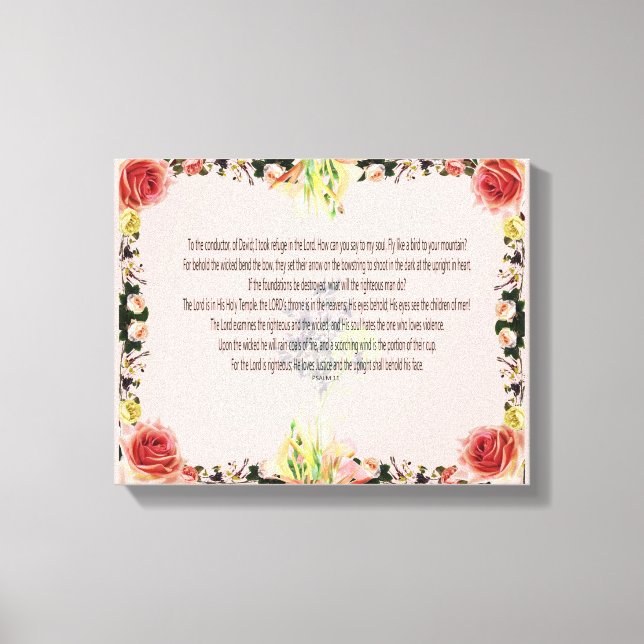 Toile Scripture, Psalm 11, Colorful Flower (Recto)