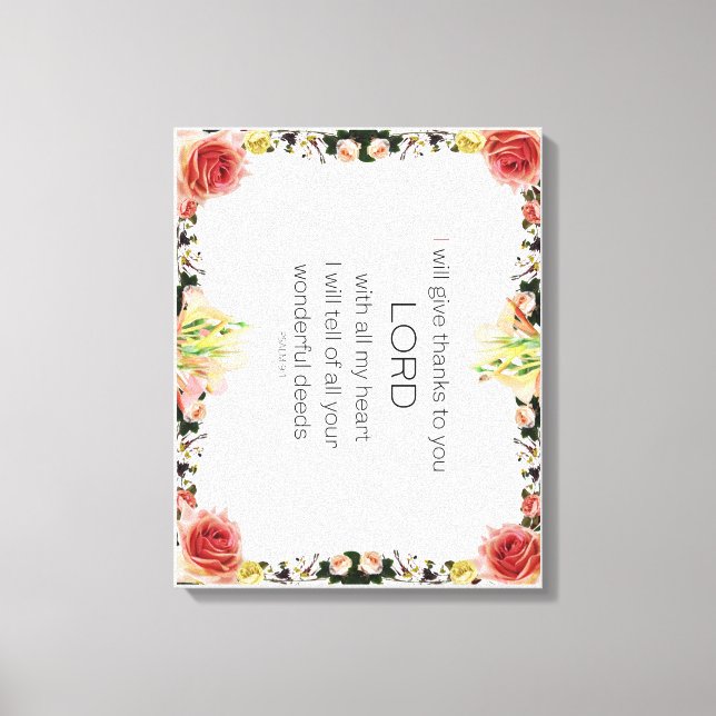 Toile Scripture Psaume 9, Floral (Recto)