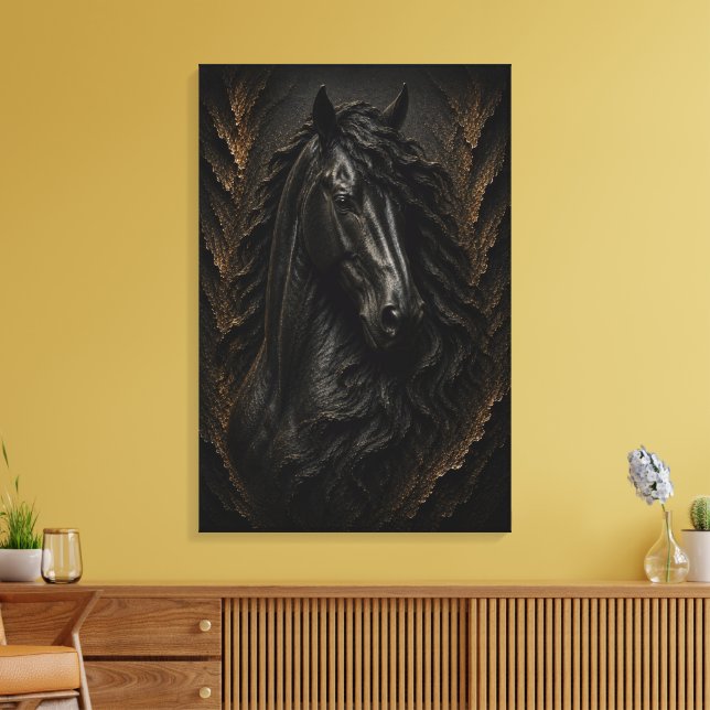 Toile Sculpture 3D de luxe en noir Frison Art Fin (Insitu(Salon))