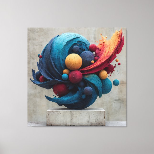 Toile Sculpture de couleur explosive de sphère fissurée  (Recto)