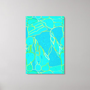 Toile "Sea Grotto" abstrait - turquoise, bleu, or