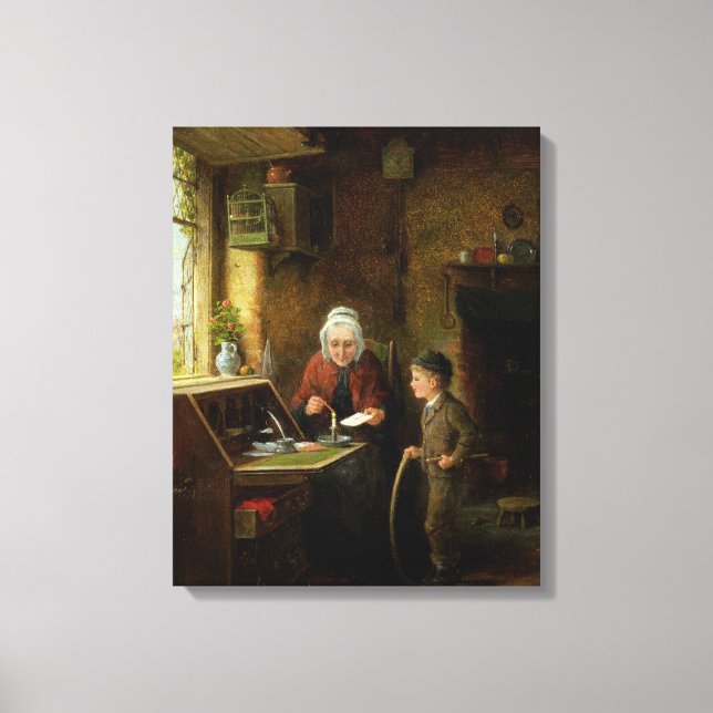 Toile Sealing a Letter, 1890 (huile sur panneau) (Recto)