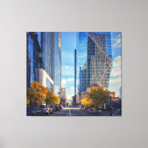 Toile Seattle Downtown Street avec arbres d'automne