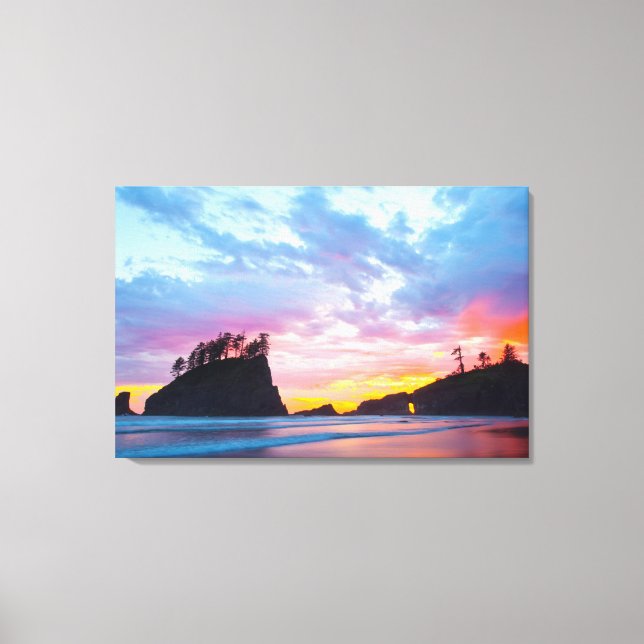 Toile Second Beach au coucher du soleil, Washington (Recto)