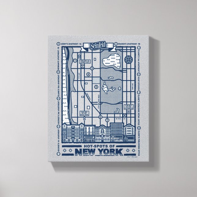Toile Seinfeld | Points chauds de la carte de New York (Recto)