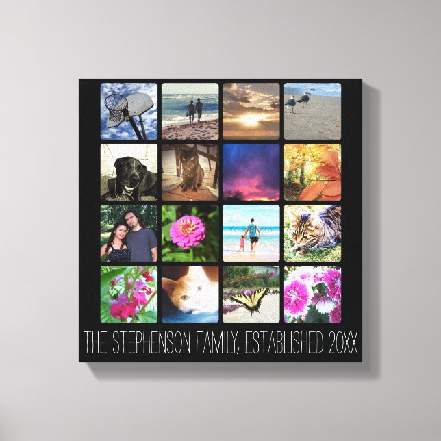 Toile Seize angles arrondis Collage photo ou Instagram (Recto)