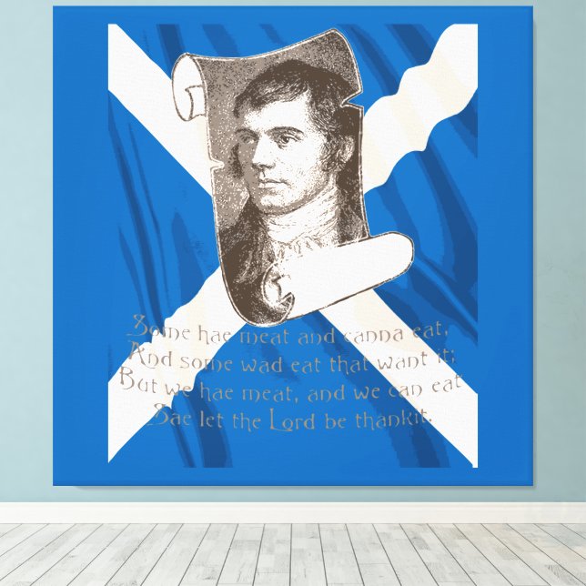 Toile Selkirk Grace Burns Night et Saltire écossais (Insitu (Plancher de Bois))