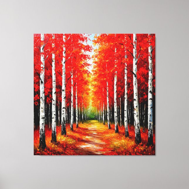 Toile Sentier de la forêt de bouleau rouge capturant la  (Recto)