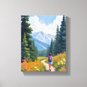 Toile Sentier de randonnée Montagne Nature Paysage Aquar