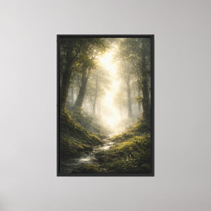 Toile Sentier du ruisseau ensoleillé de la forêt