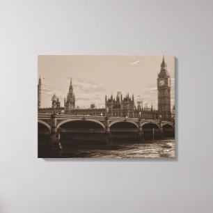 Toile Sepia Big Ben Tower Palace de Westminster